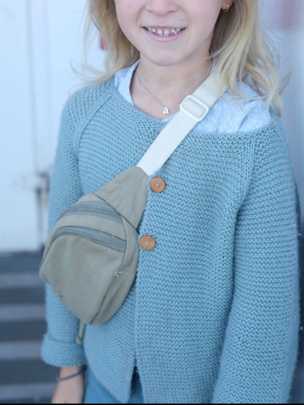 Sz 8 -10 Hand Knitted Cardigan Made With Wool